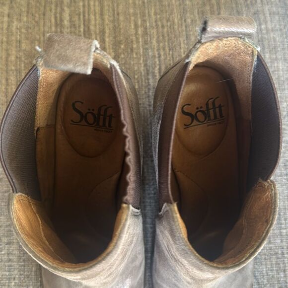 Sofft Pewter Metallic Suede Leather Ankle Boots Block Heel Women’s Size 7.5M EUC - Picture 9 of 12